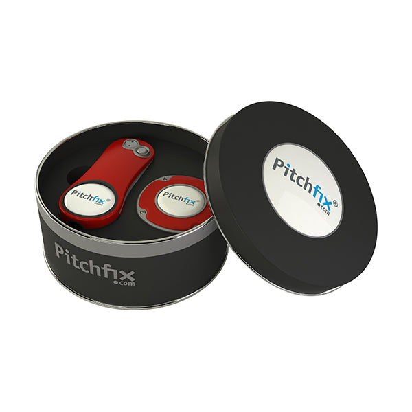 Round Golf Gift Tin with Hybrid2.0 repair tool and Multimarker chip