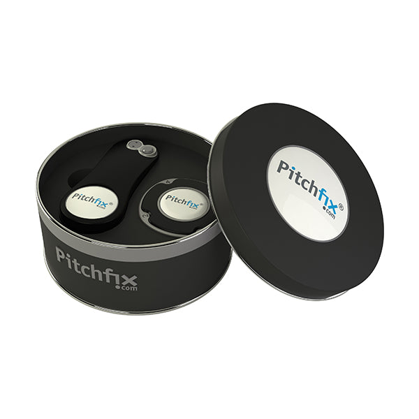 Round Golf Gift Tin with Original 2.0 repair tool and Mulitmarker Chip