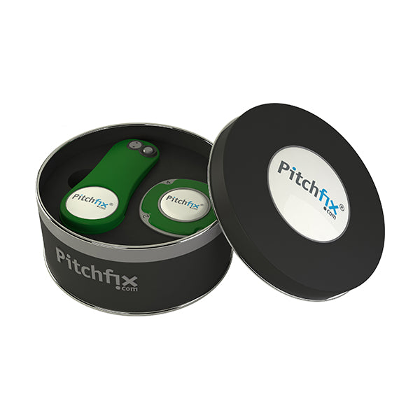 Round Golf Gift Tin with Original 2.0 repair tool and Mulitmarker Chip